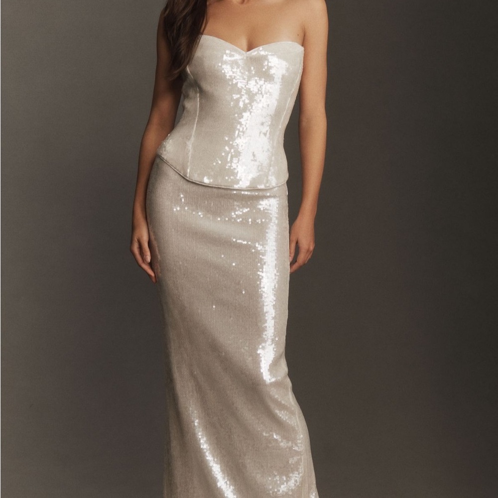 Anthropologie Strapless Sequin Set - corset top and maxi skirt